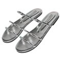 thumbnail image 1 of yulier Strappy Flat Sandals for Women, Open Toe Slide Sandals for Summer Beach Holiday Outdoor (Silver), 1 of 8