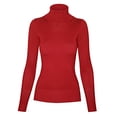 thumbnail image 4 of Cielo Women's Solid Basic Stretch Turtleneck Pullover Knit Sweater Red L, 4 of 4