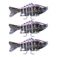 thumbnail image 4 of Lot de 3 Leurres de Pêche Eau Salée Appâts Réutilisables avec Perle Attraction Extérieure Swimbaits Artificiels Crankbait 10cm Type 2, 4 of 8