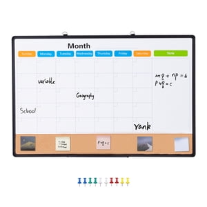 KFFKFF 36"x 24" Panneau blanc double fonction et panneau de liège avec cadre en aluminium – Tableau magnétique d'élimination à sec et tableau de bord pour l'installation du mur – Convient aux établissements d'enseignement, résidences