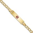 thumbnail image 1 of 14K Yellow Gold Medical Red Enamel Curb Link 5.9mm ID Bracelet, 1 of 3