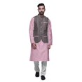thumbnail image 1 of Atasi Kurta Pyjama Traditionnel Uni à Col Mandarin avec Ensemble de Veste Imprimée, 1 of 3