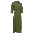 thumbnail image 4 of Fridja Femmes Occasionnels Bandage en Vrac Demi-Manche Solide V-Cou Robe Cheville-Longueur, 4 of 5