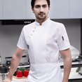 thumbnail image 4 of Chef Jacket Short Sleeve Cooking Clothes Simple Cotton Short Sleeve Chef Chef Coat for Restaurant White 4XL, 4 of 8