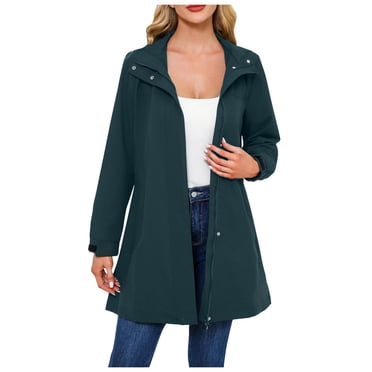 Bmisegm Women's Detachable Hood Water Windbreaker Women's Solid Color Long Sleeved Thin Coat Jackets for Women BU1 S