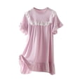 thumbnail image 1 of biudgviw Chemises de Nuit pour Tout-Petites Filles, Douces, à Volants, Manches Courtes, Col Ras du Cou, Robe de Pyjama en Dentelle, Tenue de Nuit Confortable, Nuisette, 1 of 3