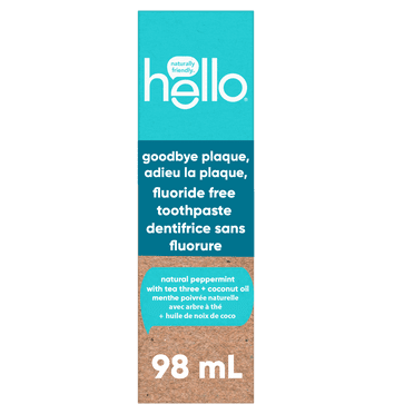 hello Goodbye Plaque Whitening Fluoride Free Toothpaste, Peppermint, 98 ml