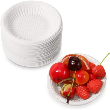 50 Pack Small Paper Plates 4 Inch Disposable Paper Plates Heavy Duty Uncoated White Plate Round Dessert Plate Bulk Cake Appetizer Dinner Tableware for Holiday Wedding Graduation Party White