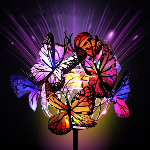 AMERTEER Solar Garden Lights 2 Pack Butterfly Lights Dusk to Dawn Waterproof Solar Ground Lights for Yard Patio Walkway Lawn Pathway Solar Outdoor Decorative Lights