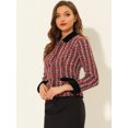 thumbnail image 2 of INSPIRE CHIC Blazer en Tweed à Carreaux Élégant pour Femme en Velours à Col TG Rouge, 2 of 6