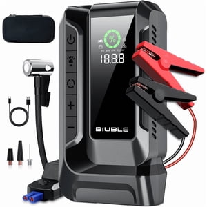 BIUBLE 6000A Car Jump Starter with Air Compressor 160PSI, Portable Jump Starter Battery Pack (14.0L Gas/12.0L Diesel, 70 Starts), QC3.0, LCD Display, 3-mode Flashlight & Jumper Cable
