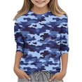 thumbnail image 1 of XZNGL Camouflage Print 3/4 Sleeve Round Neck Top for Kids , Soft Polyester-Spandex Blend , Breathable Fabric , Easy Pullover Design , Versatile Layering Piece , Machine Washable, 1 of 6