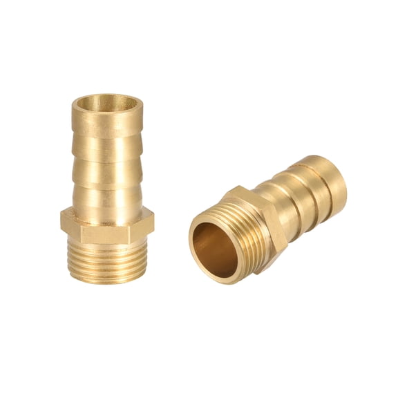 Unique Bargains Adaptateur de Raccord de Tuyau en Laiton 14mm Barbelé x 3/8 Pieds g Mâle 2 Pcs