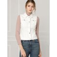 thumbnail image 3 of INSPIRE CHIC Gilet en Denim à Simple Boutonnage pour Femmes, Délavé, avec Poches à Rabat sur la Poitrine, 3 of 6