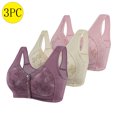 thumbnail image 2 of Posijego 3 Pack Womens Front Closure Bra Plus Size Wireless Everyday Bra No Underwire Full Coverage Bra for Women, 2 of 3
