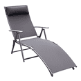 thumbnail image 1 of Outsunny Chaise Longue Extérieure Inclinable Pliante et Réglable Robuste - Ensemble de 1, Gris, 1 of 10