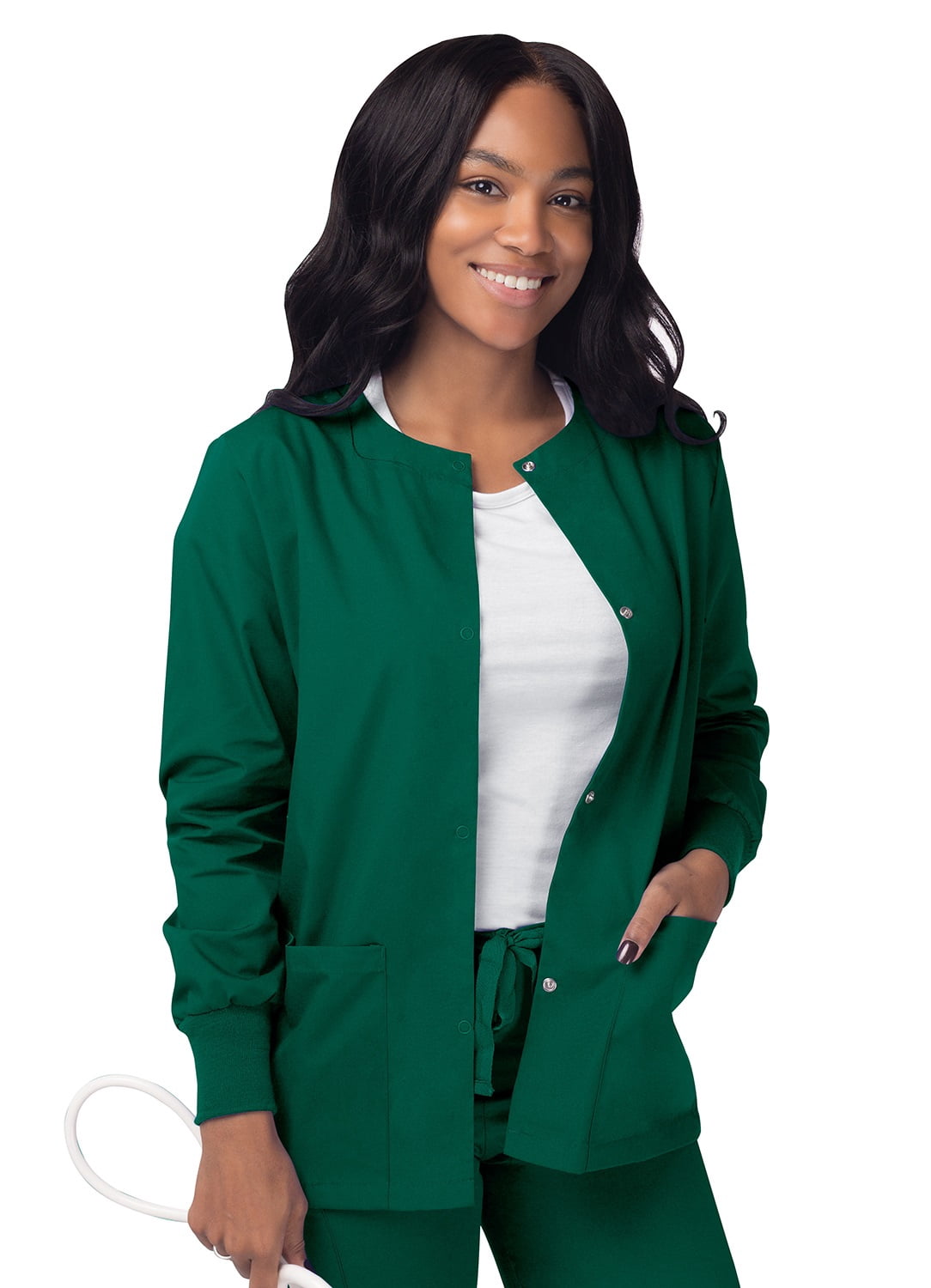 Sivvan Women's Scrubs Warm-Up Jacket / Front Snaps - Round Neck
