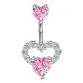 thumbnail image 1 of MesaSe 14G Belly Button Ring Heart Navel Rings Hypoallergenic Belly Button Piercing Pink, 1 of 3