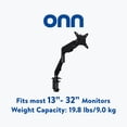 thumbnail image 1 of Onn 13 - 32 IN. (33 - 81,3 cm) Spring-Assisted Monitor Desk Mount, Black, 1 of 6