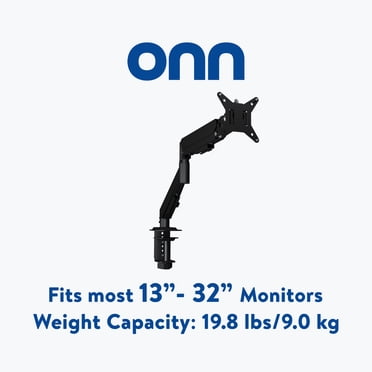 Onn 33 - 81,3 cm (13 - 32 po) Support de bureau assisté par ressort pour moniteur, noir