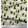 thumbnail image 3 of Soimoi Beige Poly Georgette Fabric Bear Tree Print Fabric by the Yard 42 Inch Wide, 3 of 3