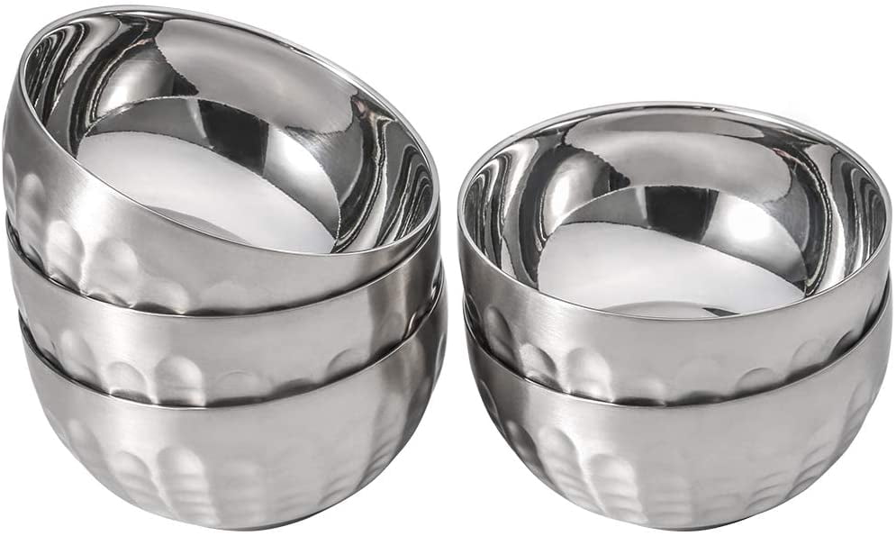 Bols en Acier Inoxydable à Double Paroi Isolés Collation Crème Glacée Riz Polyvalents et Faciles à Nettoyer Ensemble de 1