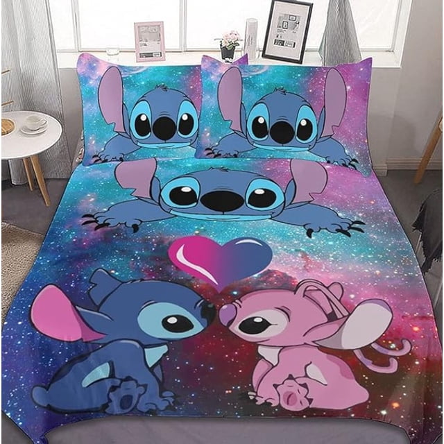 Housse de Couette de Literie Ensemble d'Oreiller Housse de Couette Dessin Animé Housse de Couette Simple Double Housse de Couette Garçon Lit Chambre Ensemble Housse de Couette Ensemble d'Oreiller - ZIORGSHF. Cet Ensemble de Literie Présente un design d'Animation de Dessin Animé vibrant avec un Thème de Personnages Bleus et Roses sur un Fond Inspiré des Galaxies. l'Ensemble Comprend une Housse de Couette et des Taies d'Oreiller Assorties, Offert en Diverses Tailles Allant de 50x75cm pour Taies d'Oreiller à 260x240cm pour Housses de Couette. Fabriqué à Partir de Fibre Chimique avec un Processus d'Impression Numérique, le Matériau