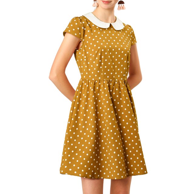 INSPIRE CHIC Robe pour Femme à Col Claudine, au-Dessus du Genou, avec Fermeture Éclair Dissimulée au Dos