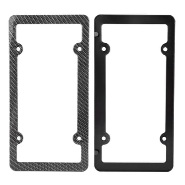Rdeghly 2pcs Carbon Fiber License Number Plate Frame Cover with Screw Cap for American Car, Aluminum License Plate Frame, Car License Plate Frame