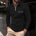 thumbnail image 3 of XZNGL Long Sleeve Polo Shirt for Men, Turn-down Collar, Full Zip Front, Front Pockets, Solid Color, Breathable Polyester, Casual Fit, Summer Wear, 3 of 7