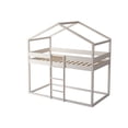 thumbnail image 2 of HMD Pasco Twin Over Twin Solid Wood House Loft Bed Frame Box B, Antique Gray, 2 of 5