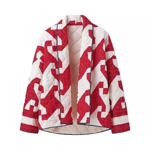 EGNMCR Womens Long Puffer Coat, Long Sleeve Padded Winter Down Coats, Hooded Parka Jacket Women's Casual Jacket Cardigan Fashionable Printed Loose Top Jacket Long Sleeved Jacket Women Coat