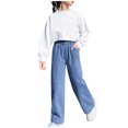 thumbnail image 1 of MAOWAPLG Full Length Pants Jeans Spring And Summer Childrens Girls Basic Casual Solid Long Pocket Jeans, 1 of 1