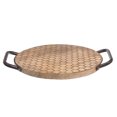 thumbnail image 1 of Mango Wood Honeycomb Round Tray With Handles, 1 of 1