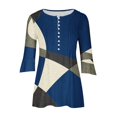thumbnail image 4 of FAIWAD Women's 3/4 Sleeve Tunic Tops V Neck Button Down Tops Geometric Print Slim Pullover Tops, 4 of 5