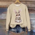 thumbnail image 2 of Penkiiy Chemises de Pâques pour Femmes 2024 Manches Longues Mignon Lapin Col Rond Chandail en Molleton Graphique Lapin Décontracté Été Blouse Tunique Hauts 2TG Beige, 2 of 6