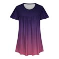 thumbnail image 5 of Besolor Hauts d'Été pour Femmes Tendance Dégradé Plissé Manches Courtes Chemises Décontractées Grande Taille Col Rond Blouse Habillée, 5 of 5