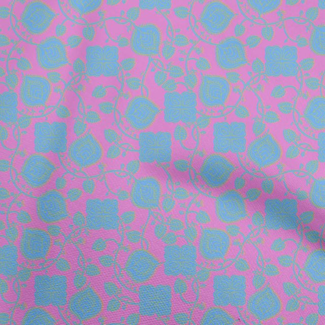 oneOone Tissu en Rayonne Rose Fuchsia Floral pour Robe Tissu Imprimé au Mètre 56 Pouces de Large