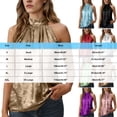 thumbnail image 3 of aohooy Haut Élégant Métallisé à Col Licou pour Femme, Plissé, Sans Manches, Chic, Estival, Décontracté, pour Fête et Travail, Blouse Rouge, P, 3 of 9