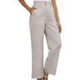 thumbnail image 5 of Timegard Lounge Pants for Women Elastic Waisted Button Straight Leg Ruched Casual Trousers with Pockets, 5 of 5