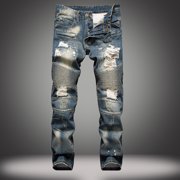 RKSTN Pants for Men Fall Jeans New Fashion Have Pockets Button Zipper Personality Denim Trend Jeans Loose Trousers Straight Leg Pants