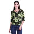 thumbnail image 4 of Moomaya Printed Keyhole Neck Ring Top Casual 3/4th Sleeve Tees Tank Tunic Top, 4 of 5