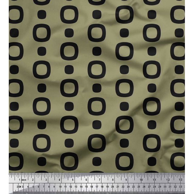 Soimoi Green Velvet Fabric Square Geometric Print Fabric by Yard 58 Inch Wide