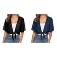 thumbnail image 1 of (2-Pack) Kcodviy Women Tie Front Chiffon Plus Size Womens Sweaters Short Sleeve Cropped Sheer Musical Notes Cardigan Bolero Cardigan, 1 of 5