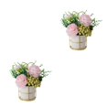 thumbnail image 2 of relayinert Simulation Flower Set Low Maintenance Easy To Clean Fake Peony Silk Hydrangea Flower Silk Artificial Flowers With Vase Pinellia Pink 2Set, 2 of 6