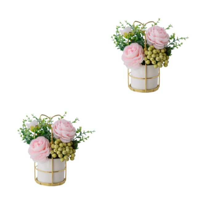 kurtrusly Artificial Flowers With Vase Add Of Color And Style To Any Room Indoor Pinellia Pink 2Set