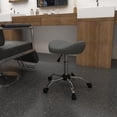 thumbnail image 2 of HOMCOM Tabouret Selle en Cuir PU Hauteur Réglable Chaise de Salon à Roulettes Gris, 2 of 10