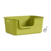 Tachiuwa Open Litter Box Cats Toilet with Hollow Handles Easy to Clean for Indoor Cats green