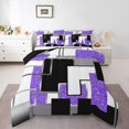 thumbnail image 1 of YST Purple Black Grey Twin Comforter Set For Girls,Geometric Sequins Down Comforter Abstract Grids Bedding Set Geometry Square Checkered Bed Set Soft Lightweight For All Season, 1 of 6
