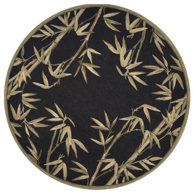 HomeRoots 354152 Tapis Rond en Laine Noir de 5 Pi 6 Po